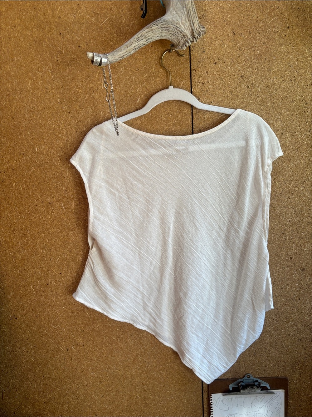 Free People Cream Asymmetric Short-Sleeve Tunic - Picture 3 of 3
